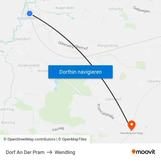 Dorf An Der Pram to Wendling map