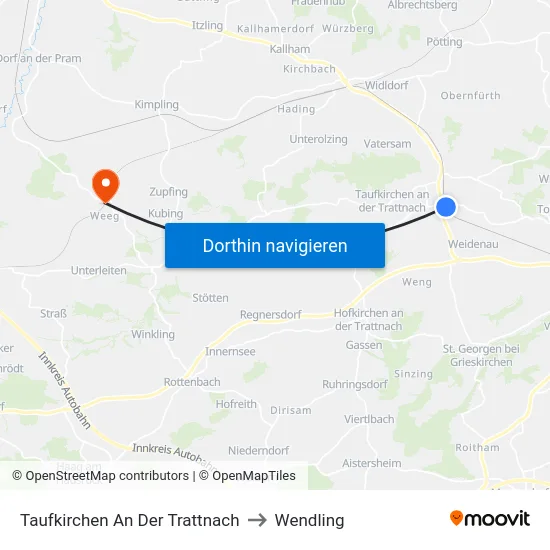 Taufkirchen An Der Trattnach to Wendling map