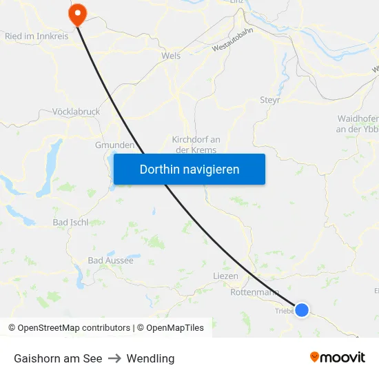Gaishorn am See to Wendling map