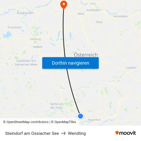 Steindorf am Ossiacher See to Wendling map