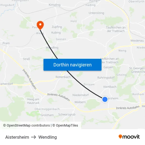 Aistersheim to Wendling map