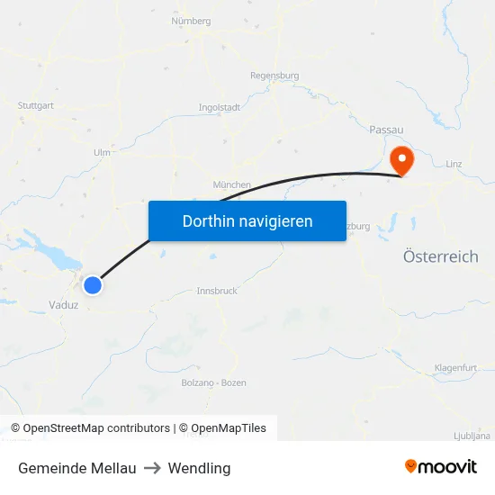 Gemeinde Mellau to Wendling map