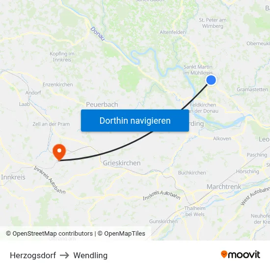 Herzogsdorf to Wendling map