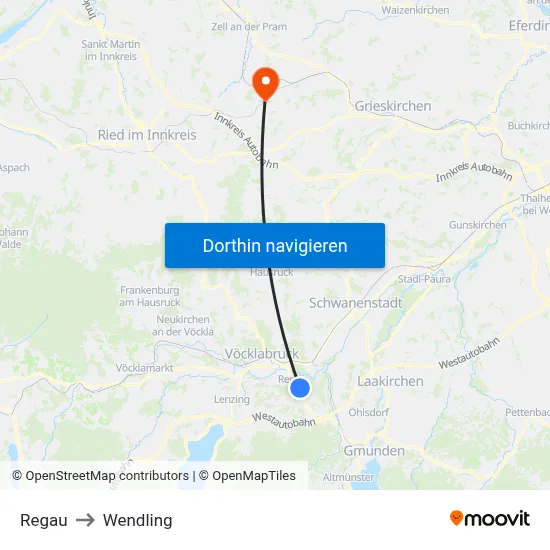 Regau to Wendling map