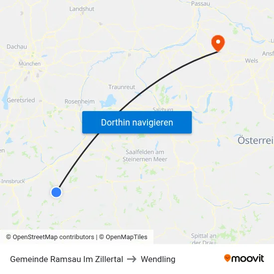 Gemeinde Ramsau Im Zillertal to Wendling map