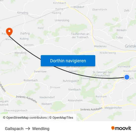 Gallspach to Wendling map