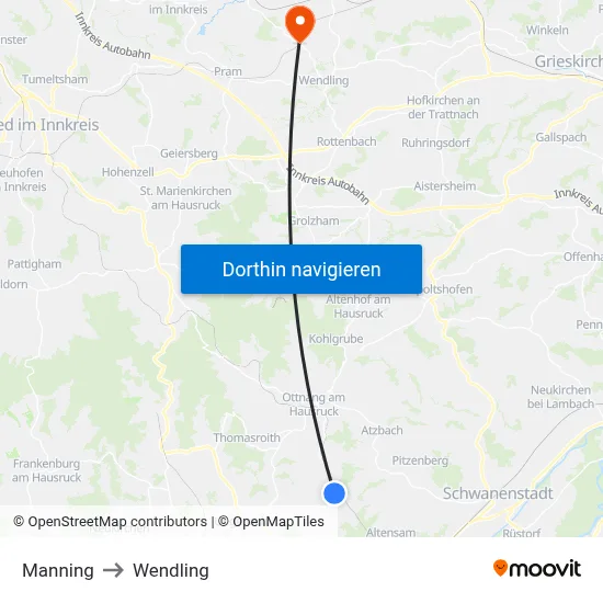 Manning to Wendling map