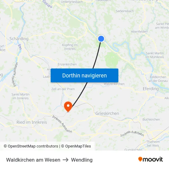 Waldkirchen am Wesen to Wendling map