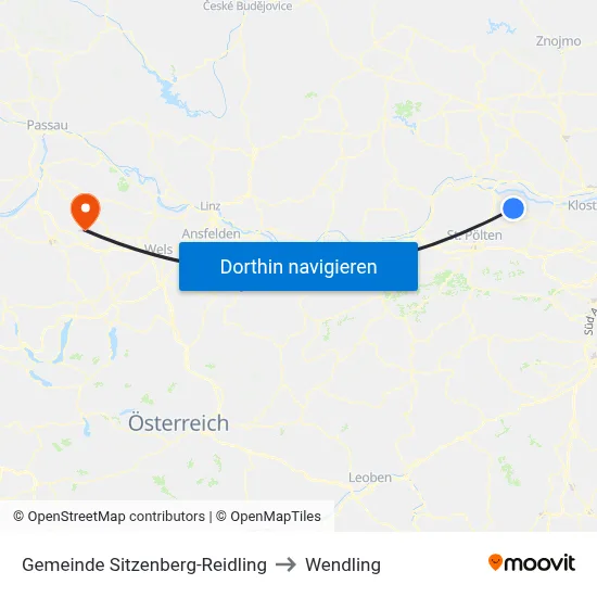 Gemeinde Sitzenberg-Reidling to Wendling map