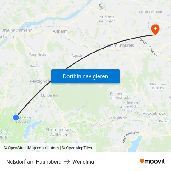 Nußdorf am Haunsberg to Wendling map