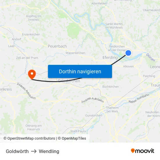 Goldwörth to Wendling map