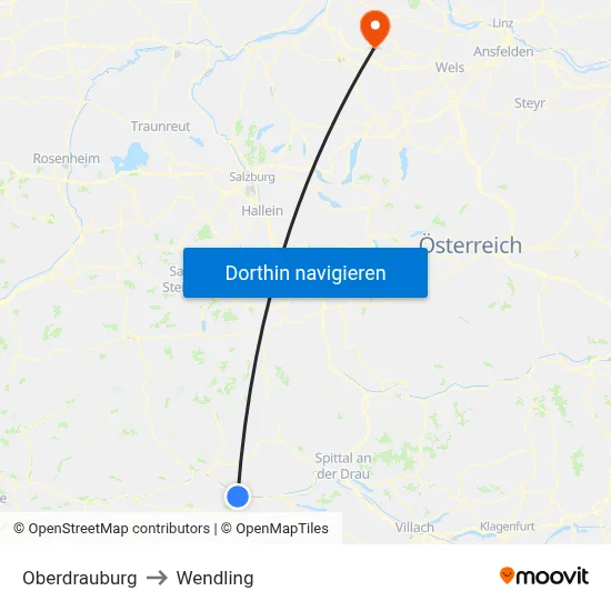 Oberdrauburg to Wendling map
