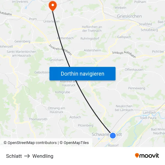 Schlatt to Wendling map