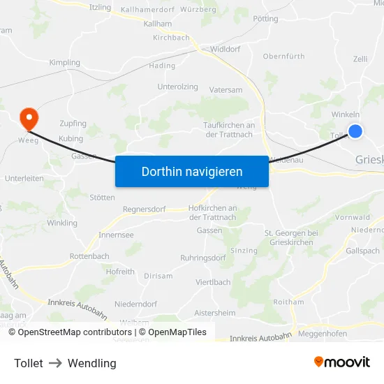 Tollet to Wendling map