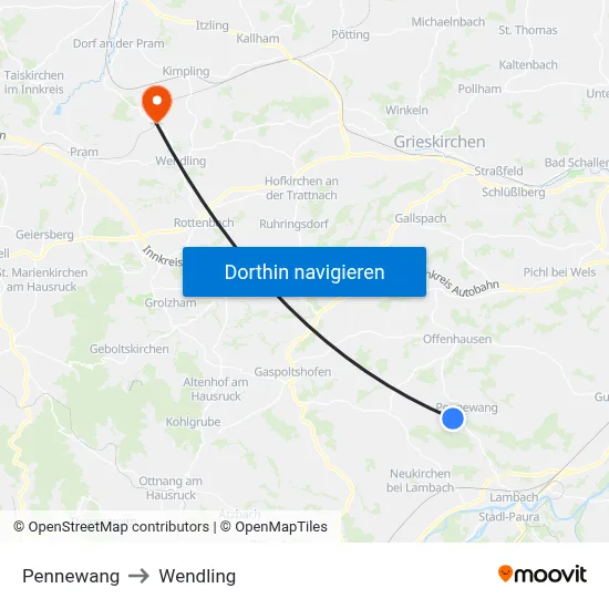 Pennewang to Wendling map