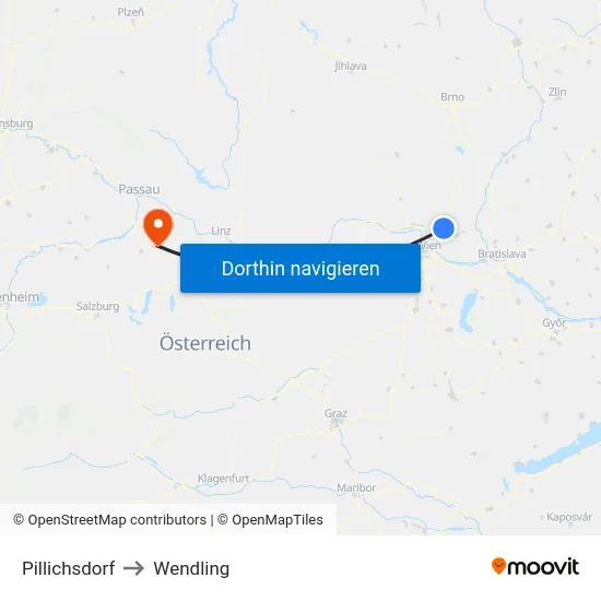 Pillichsdorf to Wendling map