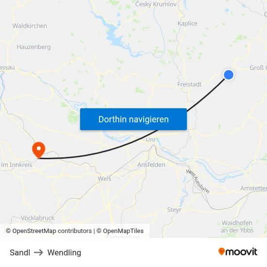 Sandl to Wendling map