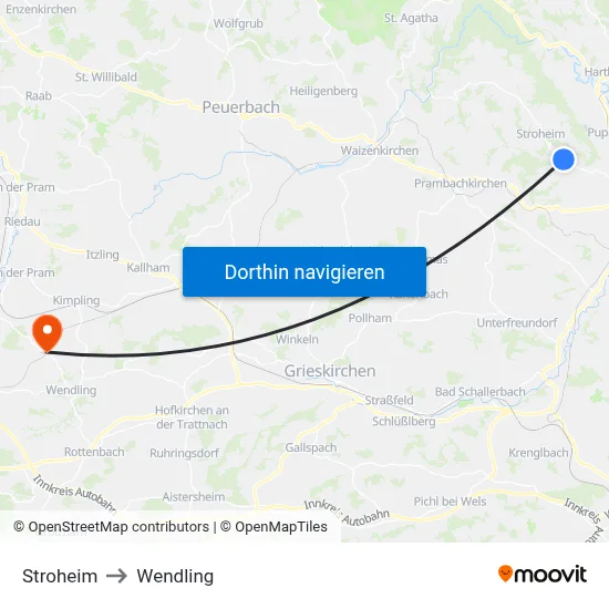 Stroheim to Wendling map