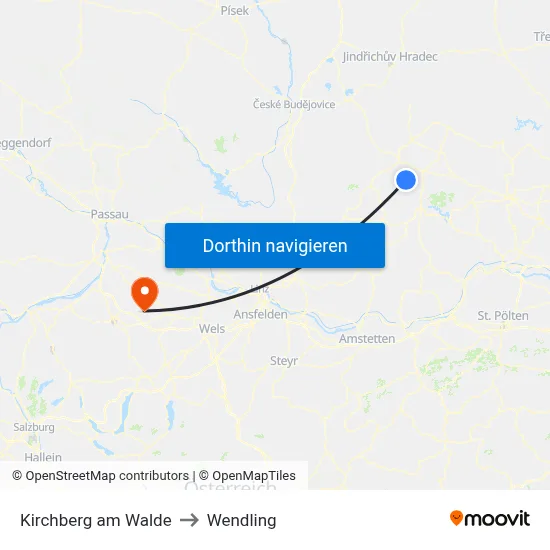 Kirchberg am Walde to Wendling map