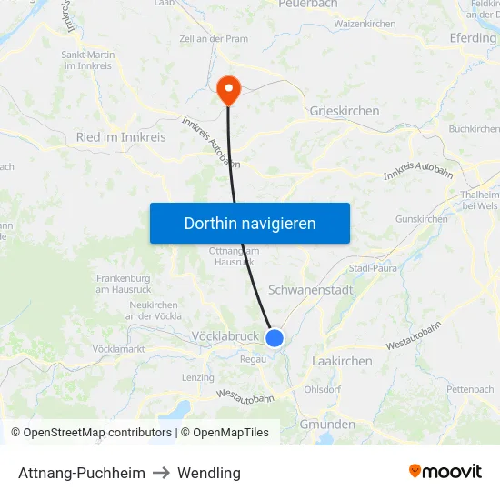 Attnang-Puchheim to Wendling map