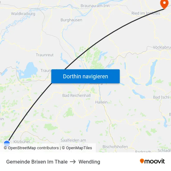 Gemeinde Brixen Im Thale to Wendling map