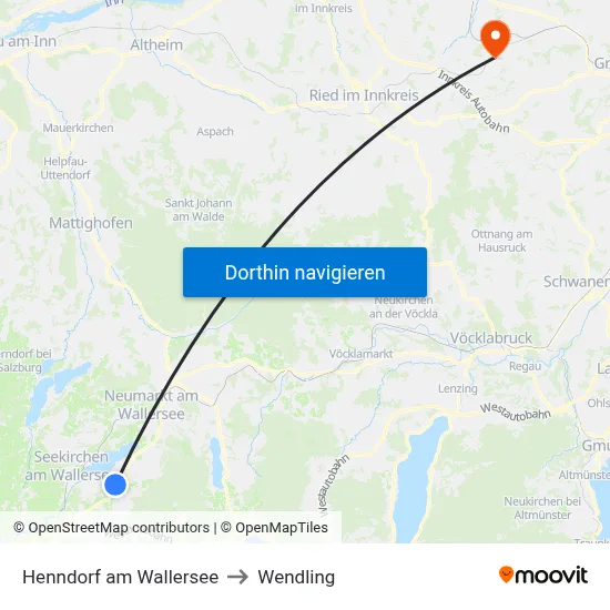 Henndorf am Wallersee to Wendling map
