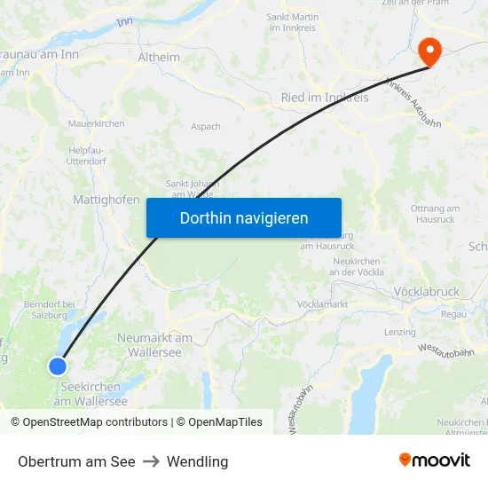 Obertrum am See to Wendling map