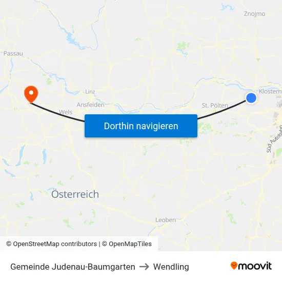 Gemeinde Judenau-Baumgarten to Wendling map