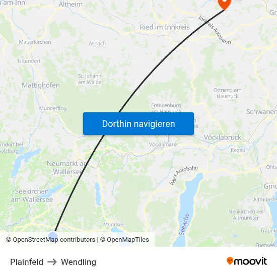 Plainfeld to Wendling map
