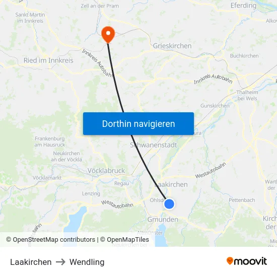 Laakirchen to Wendling map
