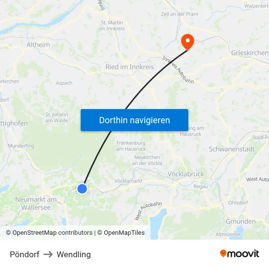 Pöndorf to Wendling map