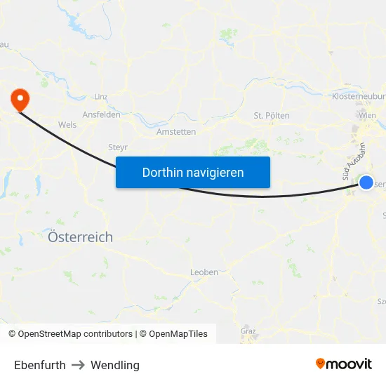 Ebenfurth to Wendling map