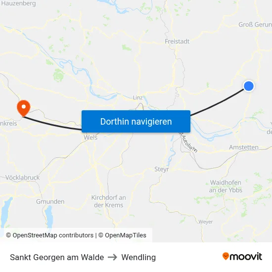 Sankt Georgen am Walde to Wendling map