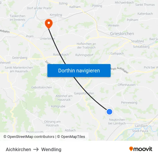 Aichkirchen to Wendling map