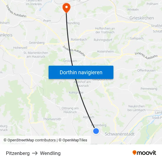 Pitzenberg to Wendling map
