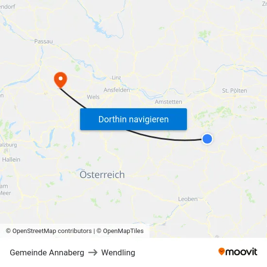 Gemeinde Annaberg to Wendling map