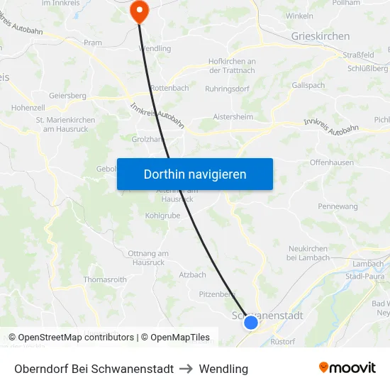Oberndorf Bei Schwanenstadt to Wendling map