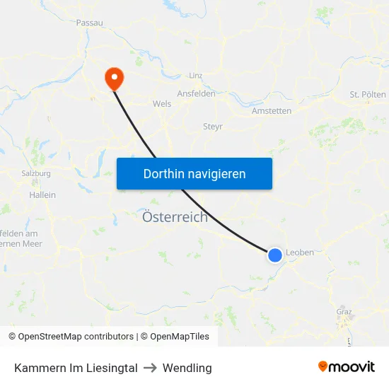 Kammern Im Liesingtal to Wendling map
