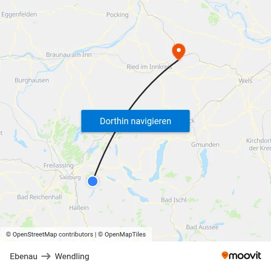 Ebenau to Wendling map