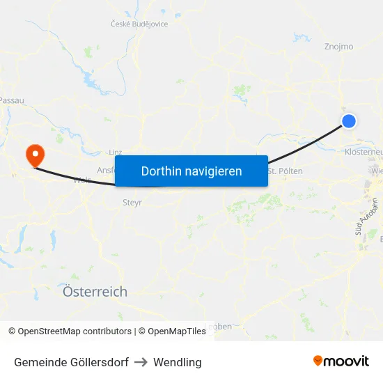 Gemeinde Göllersdorf to Wendling map