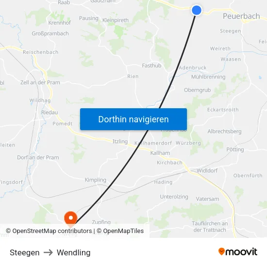 Steegen to Wendling map