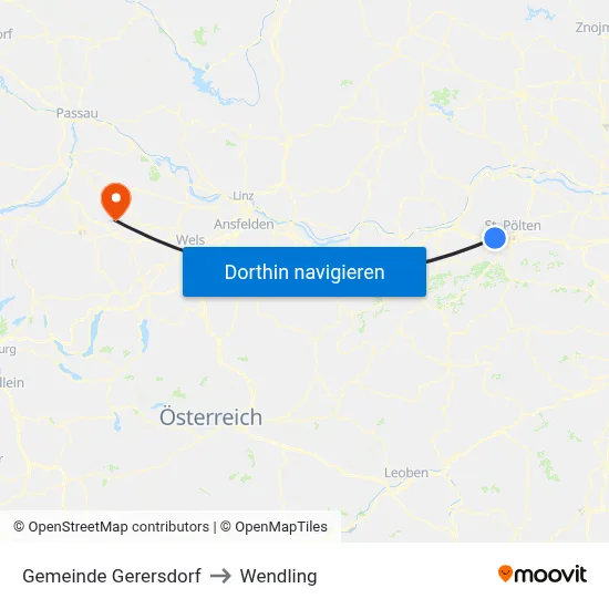 Gemeinde Gerersdorf to Wendling map