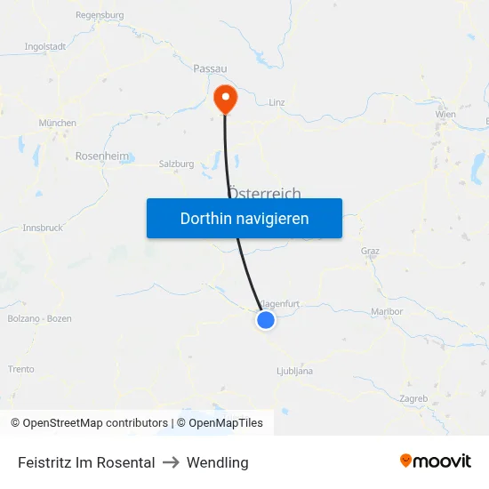 Feistritz Im Rosental to Wendling map