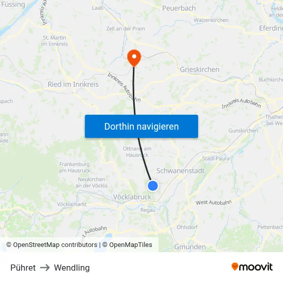 Pühret to Wendling map