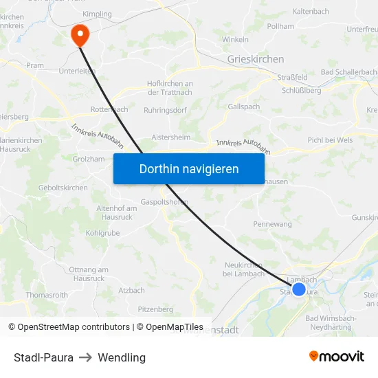 Stadl-Paura to Wendling map