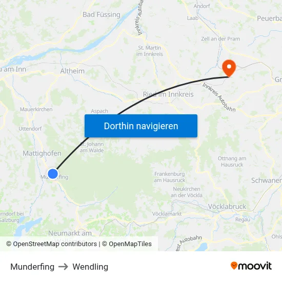 Munderfing to Wendling map