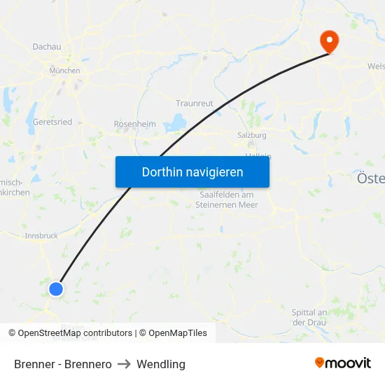 Brenner - Brennero to Wendling map