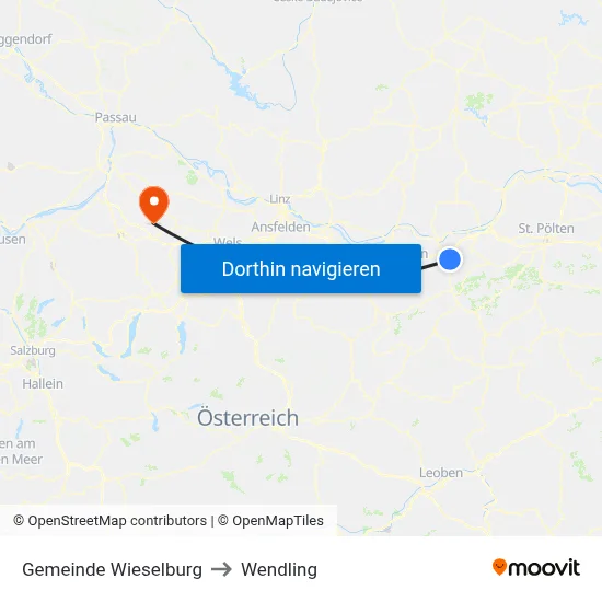 Gemeinde Wieselburg to Wendling map