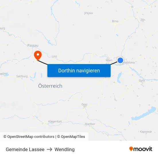 Gemeinde Lassee to Wendling map