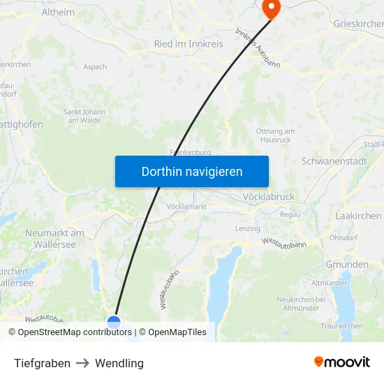 Tiefgraben to Wendling map